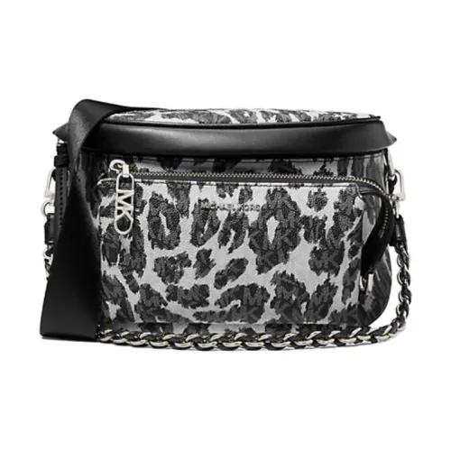 MICHAEL KORS Slater Холст Сумка через плечо Сумка на плечо Средняя Женская Черная и Белая