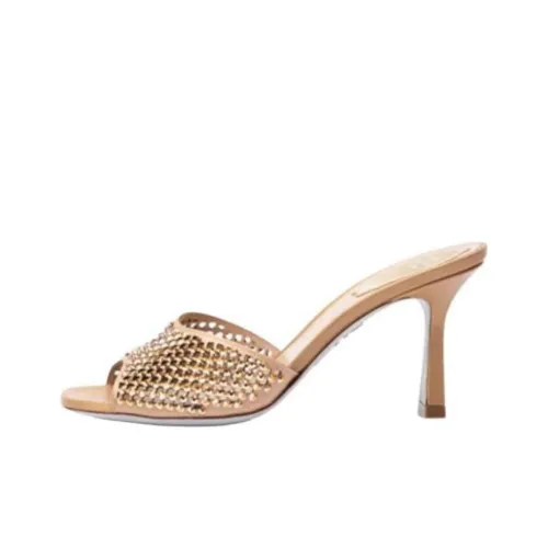 RENE CAOVILLA Имбирный Слипоны 8 см Женские Золотые