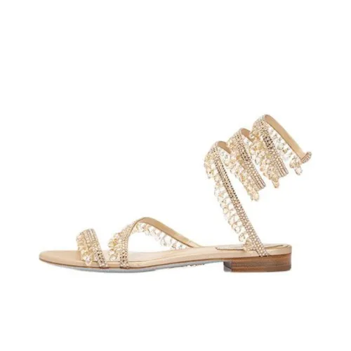 RENE CAOVILLA Chandelier One Strap Sandals Women's Beige