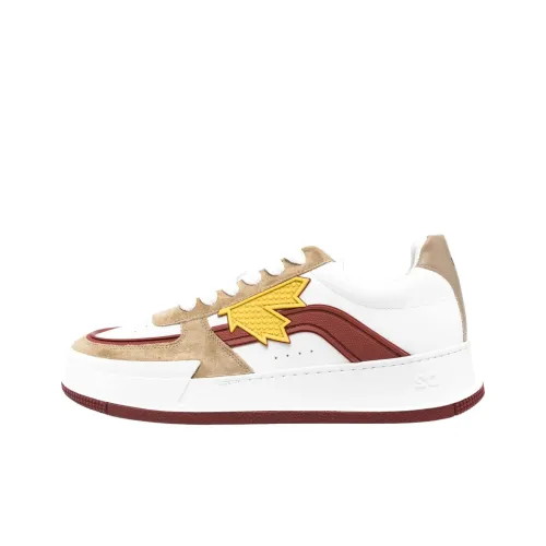 DSQUARED 2 Canadian Телячья кожа Круглый носок Кружево Вверх Низкий топ Кроссовки для скейтбординга Мужской Белый