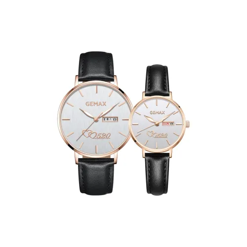 GEMAX Heart To Heart Collection Кварцевые часы Естественная кожа Ремешок Часы Унисекс Белый циферблат