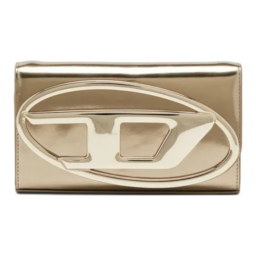 DIESEL Глянцевая кожа сумка через плечо кошелек женский золотой