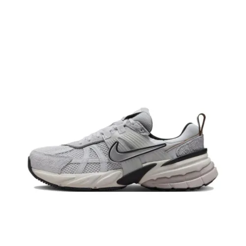 Nike V2K Run Устойчивый к истиранию Дышащий Низкий Топ Повседневный Городской Коммутирование Беговые кроссовки Женские Серый Черный Белый