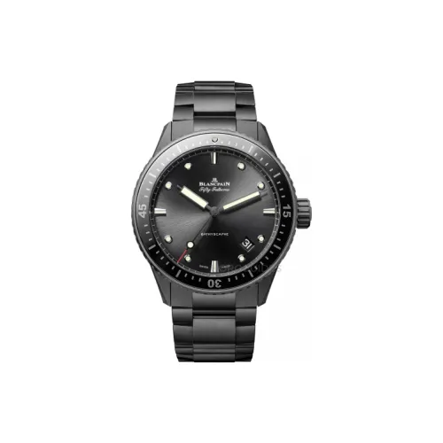BLANCPAIN FIFTY FATHOMS Автоматический Механический Механизм Унисекс Часы 43,6 мм Черный Циферблат Керамические Оправа Керамический Ремешок
