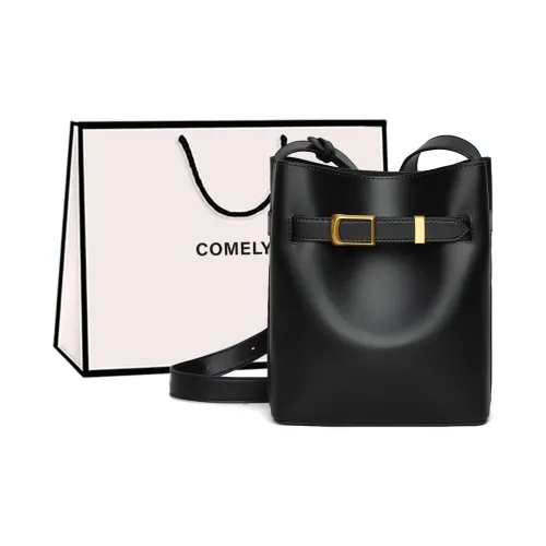 COMELY Коровья кожа с синтетической кожей ведрообразная сумка сумка через плечо стандартная женская черная