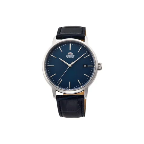 ORIENT Автоматический Ручной Механизм Кожаный Ремешок Часы Мужские Синий Циферблат