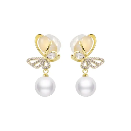 CAROMAY Медный сплав Нижняя заколка Серьги On Женские Шампанское золото