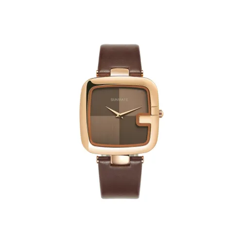 SUNMATE Корейский стиль Минималистский стиль Изящный винтажный часы Кварцевый механизм Ремешок из натуральной кожи Часы