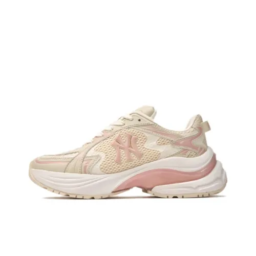 MLB New York Yankees Slip-resistant Abrasion-resistant Low-top Casual Running Shoes Unisex Beige Pink