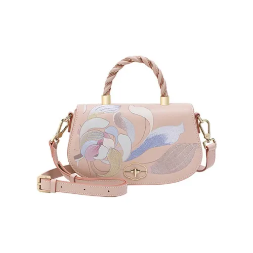 Ancient Yi Xi Сумка через плечо из коровьей кожи женская сумка персиковая ветка розовый цвет