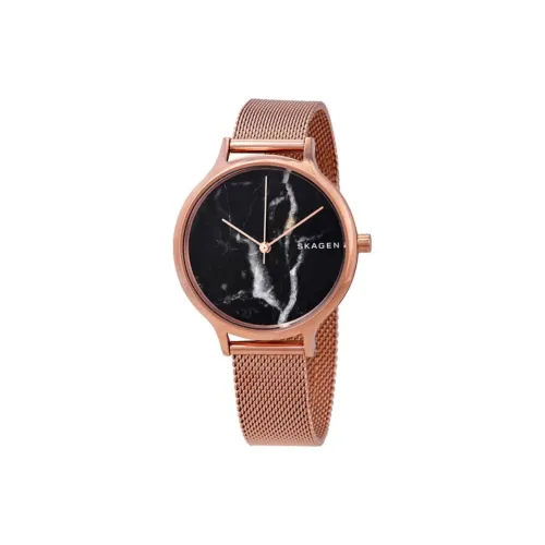 SKAGEN ANITA Collection Наручные часы Кварцевый механизм Ремешок из нержавеющей стали 34 мм Черный циферблат Унисекс