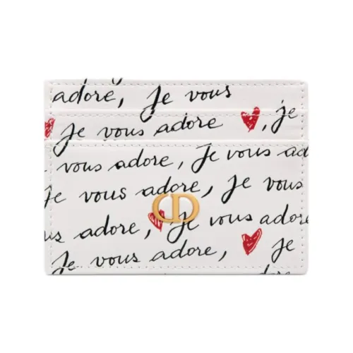 DIOR Телячья кожа Держатель для карт Держатель для карт Женская Белый и Черный Красный