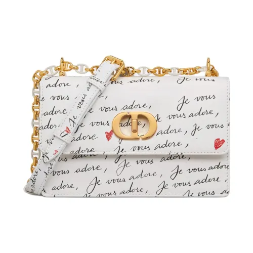 DIOR Miss Caro Коровья кожа Сумка через плечо Сумка на плечо Женская Белая и Черная с Красным