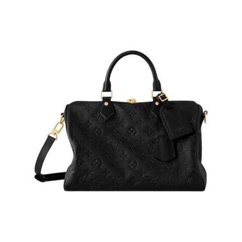 LOUIS VUITTON Speedy Коровья кожа Подушка Сумка Сумка через плечо Сумка через плечо Женская Черная