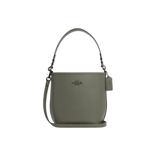 COACH Городская кожаная сумка-ведро портативная сумка через плечо маленькая женская зеленая