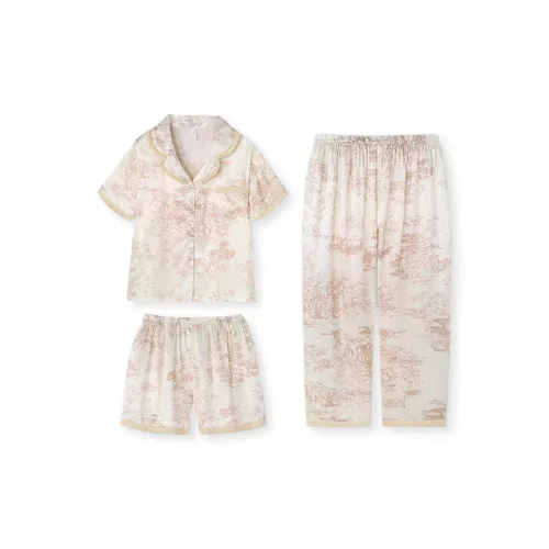 WANANNI Пижамный комплект женский светло-абрикосовый розовый