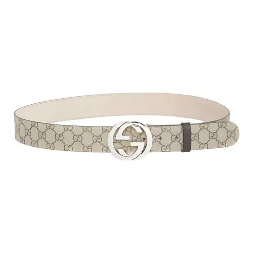 GUCCI Телячья кожа Кожаные ремни Мужской Эбеновый/Какао Ширина 4CM