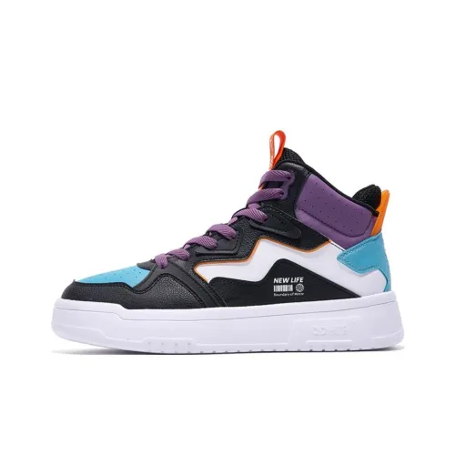 QIAODAN Нескользящие Легкие Высокие Кроссовки для Скейтбординга Мужские Черные Фиолетовые