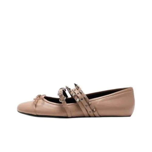 Abra Spike Flat Mary Jane Shoes Женские Бежевые
