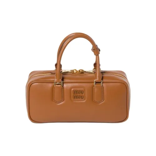 MIU MIU Arcadie series Телячья кожа Сумка Большая Женская Коньячного цвета