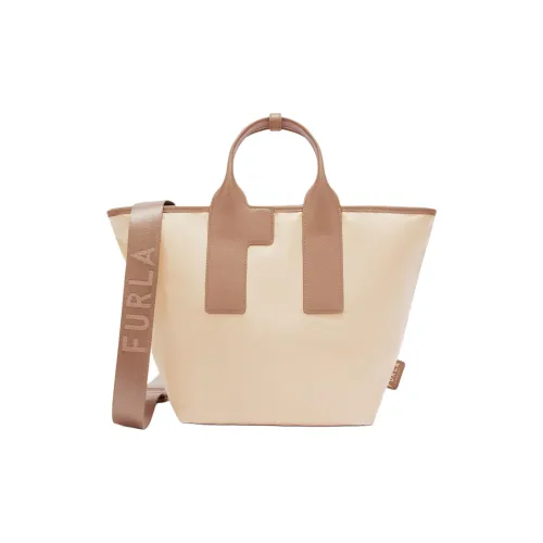 Furla Piuma Нейлон с кожаными вставками Тоут Сумка Сумка для покупок Сумка через плечо Сумка Женская Коричневый и Бежевый