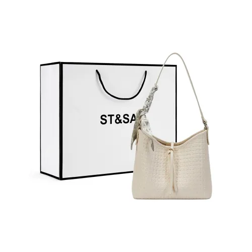 ST SAT Ткань Тоут Сумка Сумка для покупок Портативная Сумка через плечо Большой Женский Элегантный Белый Хаки