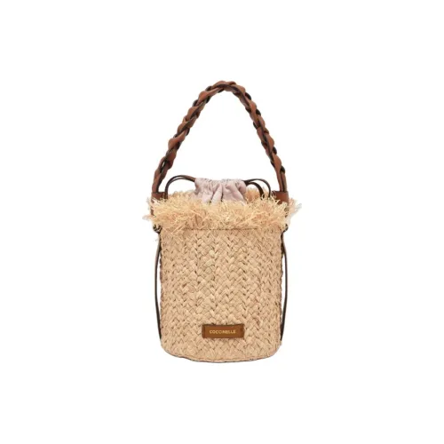 COCCINELLE Рафия Волокно Смешанная Кожа Сумка Маленькая Женская Натуральная и Коричневая