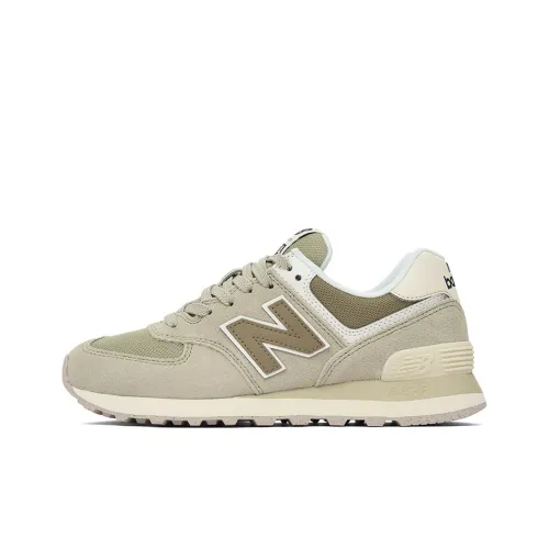 New Balance NB 574 Устойчивый к истиранию Низкий Топ Повседневная Городская Коммутерская Беговая Обувь Женская Светлый Оливковый Зеленый