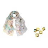 Светло-желтая подарочная коробка комплект (случайный шелковый шарф и заколка для волос)