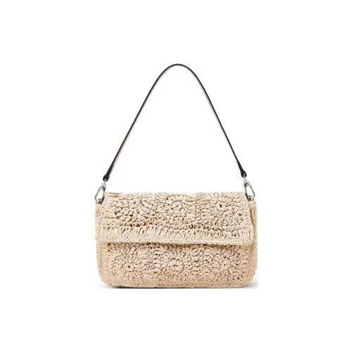 Staud Raffia Телячья кожа Сумка через плечо Женская Бежевая