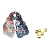 Темно-синий, синий подарочный набор коробка (случайный шелковый шарф, пряжка)