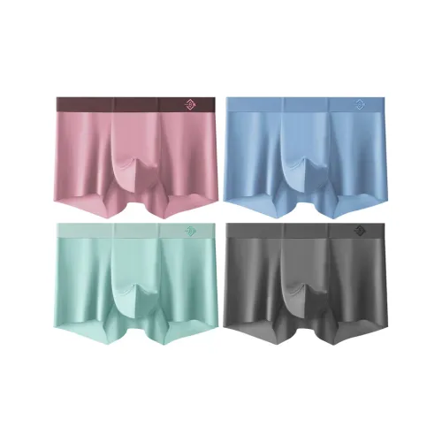 AFISH Мужской 4 пачки коробка Blue Gray+Blue Green+Dark Gray+Lychee Red Мужской подарочный комплект нижнего белья