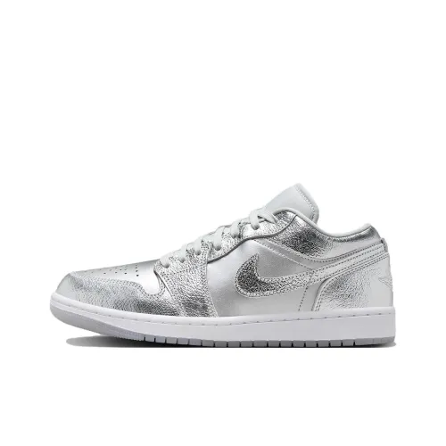 Jordan Air Jordan 1 Винтажные баскетбольные кроссовки Low Топ Серебристо-белый Женские