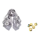 Серый + Случайный шелковый шарф с нижней заколкой