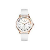 Белый циферблат, розовый корпус, белый ремешок