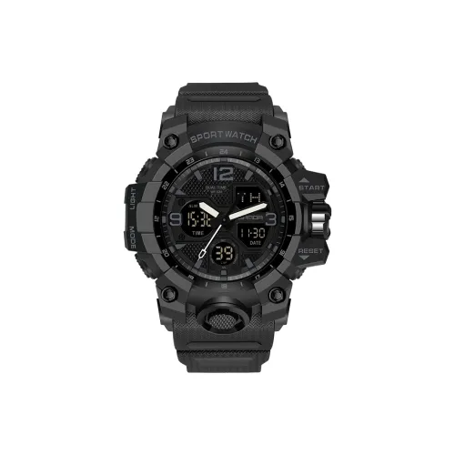 Rlychee Подростки Студенты Модный Спорт Электронный Механизм Смола Ремешок Часы Мужские Черный Циферблат