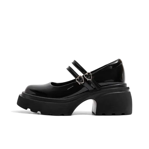 Old Meow Платформа Преппи стиль Мэри Джейн 8 см Женские Черный