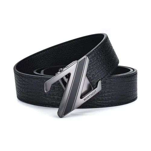 Montagut Ремни из крупнозернистой текстуры коровьей кожи Мужской ремень 3,5 см