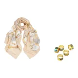 Бежевый + Случайный Шелковый Шарф с Пряжкой