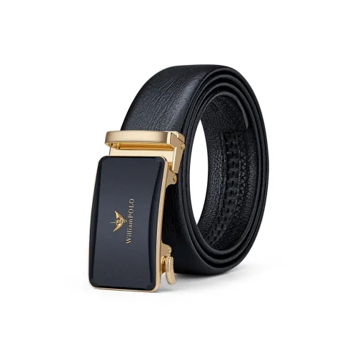 WilliamPOLO Ремень из коровьей кожи мужской золотая пряжка золотой логотип 3,5 см