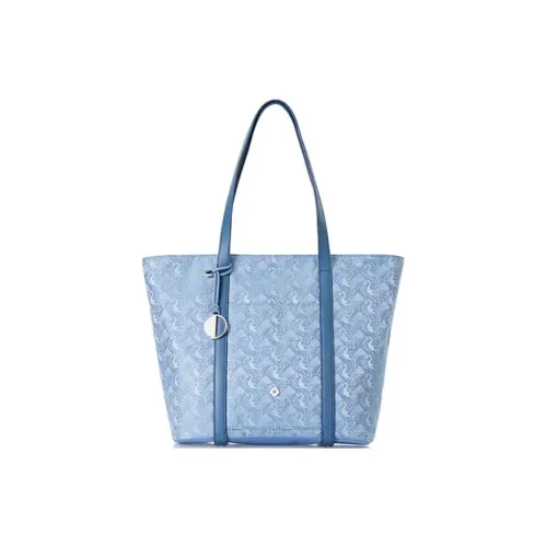 SAMSONITE V A Коллаборация LIBRA 2,0 Ткань Синтетическая Кожа Тоут Сумка Сумка Сумка через плечо Женская Синяя с Принт