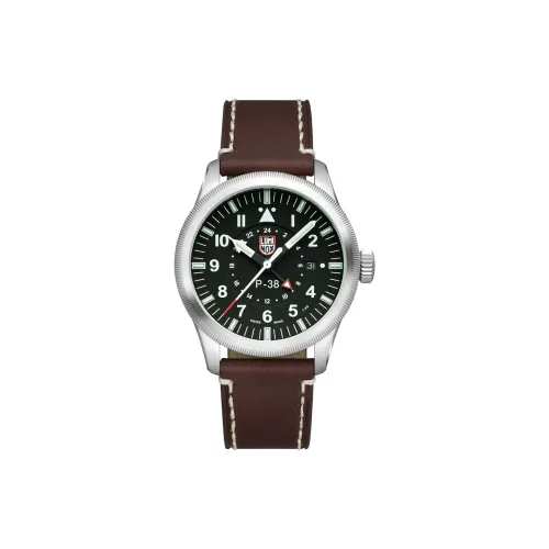 LUMINOX Empty Collection Кварцевый механизм Мужские часы Часы 42 мм Черный циферблат Корпус из нержавеющей стали Кожаный ремешок