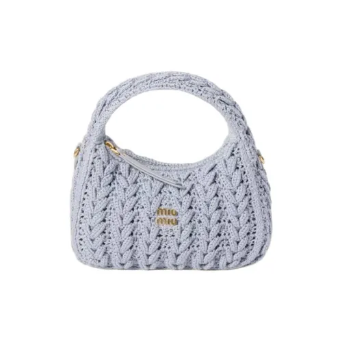 MIU MIU Wander Series Хлопок Полумесяц Сумка Сумка через плечо Сумка для женщин Цвет Васильковый синий