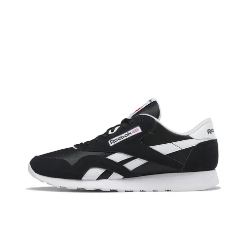 Reebok Cl Nylon Low Топ Повседневные Беговые Кроссовки Мужские Черно-Белые