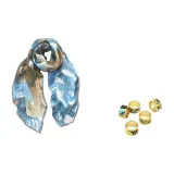 Светло-синий/бежевый + случайный шелковый шарф с заколкой