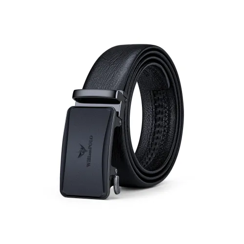 WilliamPOLO Ремни из коровьей кожи Мужские с металлической пряжкой черный логотип ширина 3,5 см