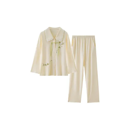 Montagut Pajama Набор Лето Женские Клейкий рис Абрикос