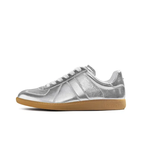 THOM WILLS Classic Vintage Немецкие армейские кроссовки Низкие кроссовки для скейтбординга Унисекс Серебряный