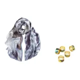 Серый + Случайный шелковый шарф с заколкой