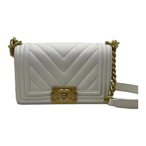 CHANEL LEBOY Блестящий Телячья кожа Сумка через плечо Маленькая Женская Белая